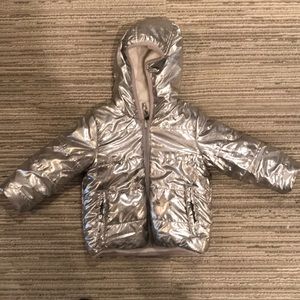 Silver/fuzzy reversible coat